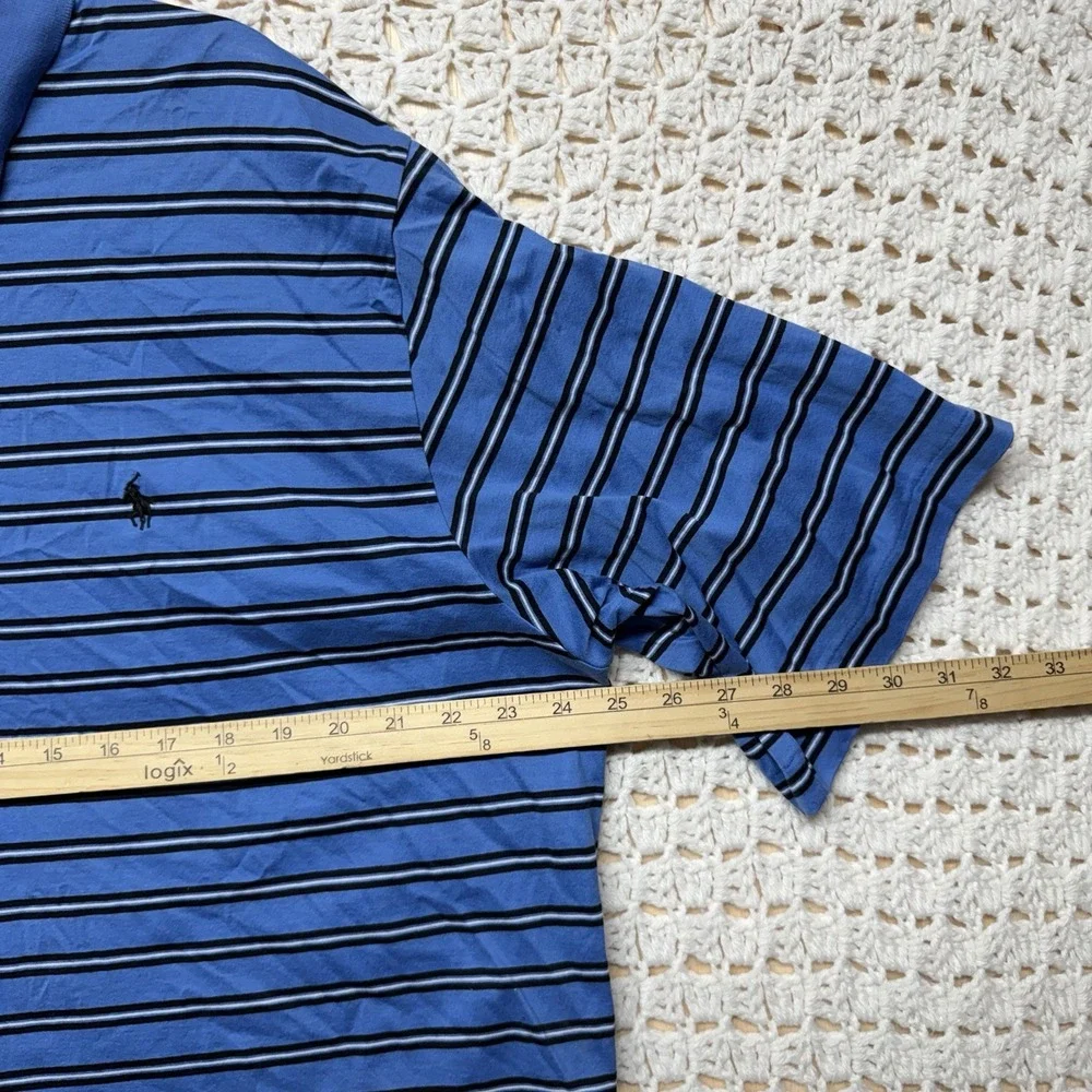 Polo Golf Ralph Lauren Shirt Men's XL Blue Striped 100% Cotton  Polo Shirt Vtg